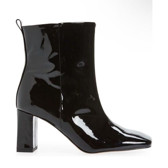 GOOD AMERICAN pattent leather square toe ankle boots high heels sz 10.5 NIB - Picture 5 of 12